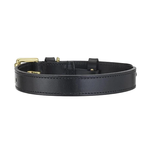 LISH Coopers Black Luxe Italian Leather Dog Collar