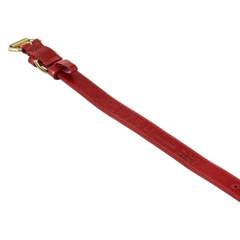 LISH Coopers Cherry Red Italian Leather Dog Collar