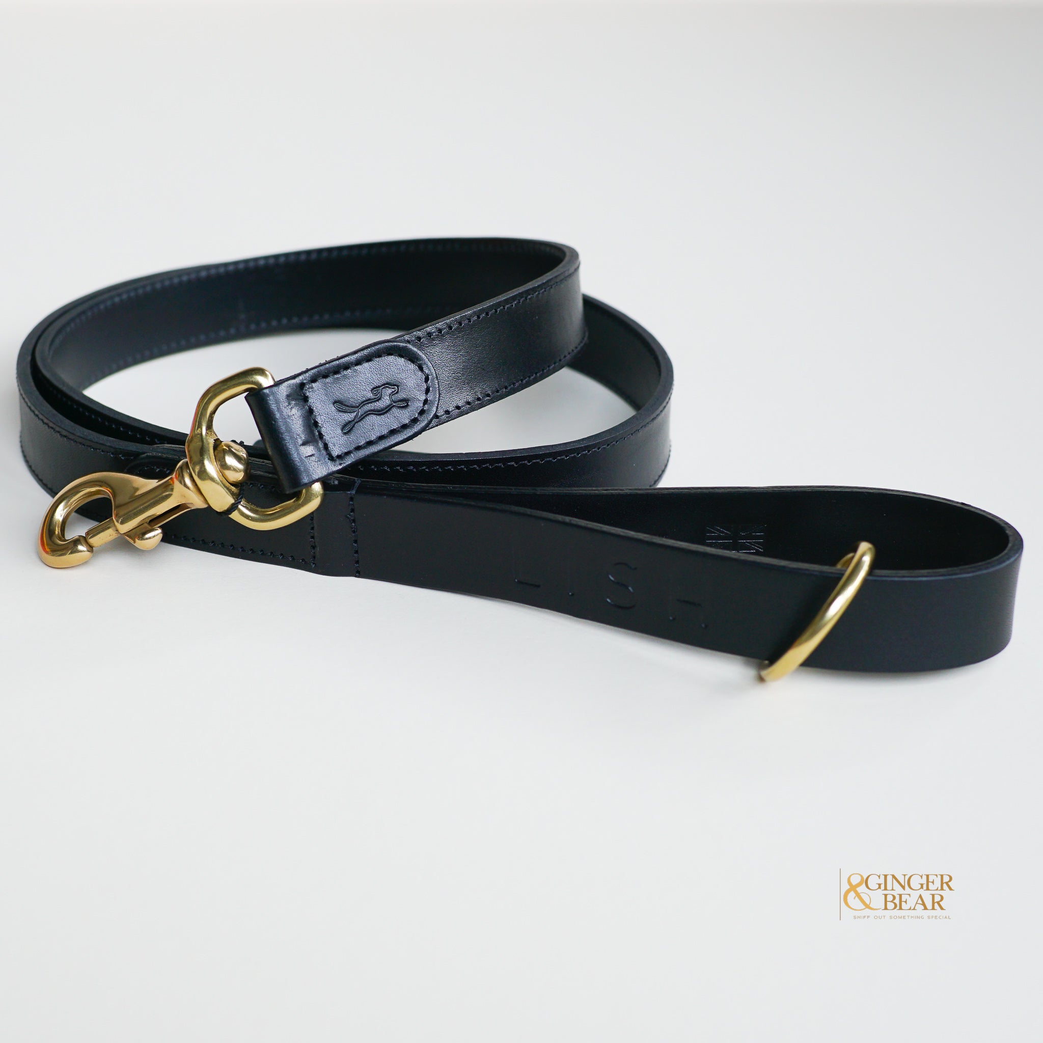LISH Coopers Black Luxe Italian Leather Dog Lead