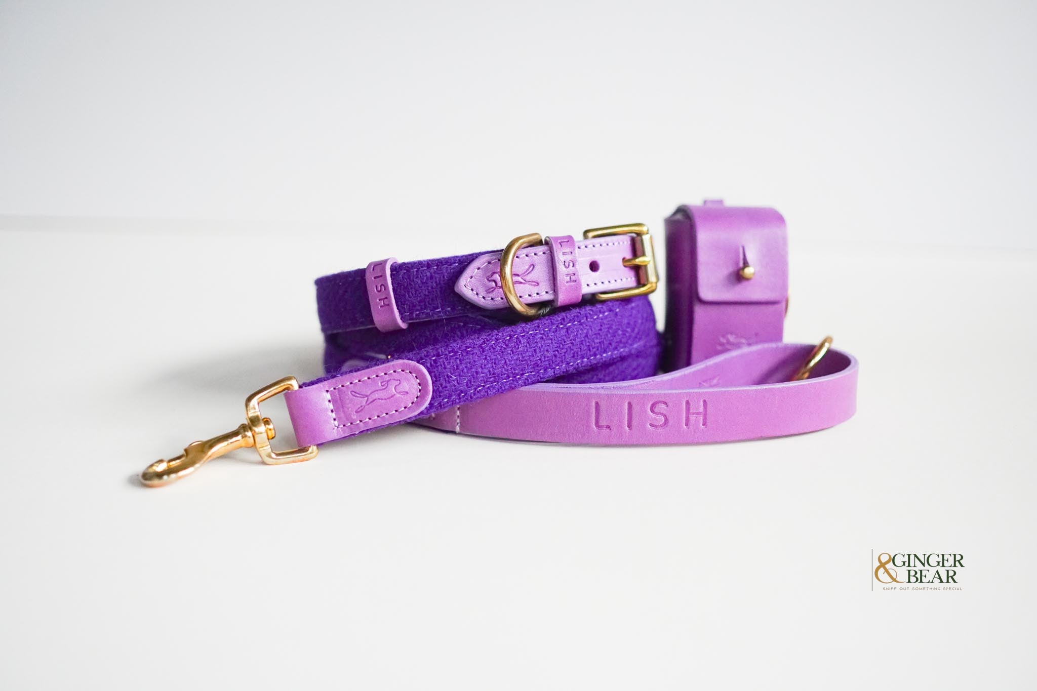 LISH Ada Violet Purple Harris Tweed Dog Collar