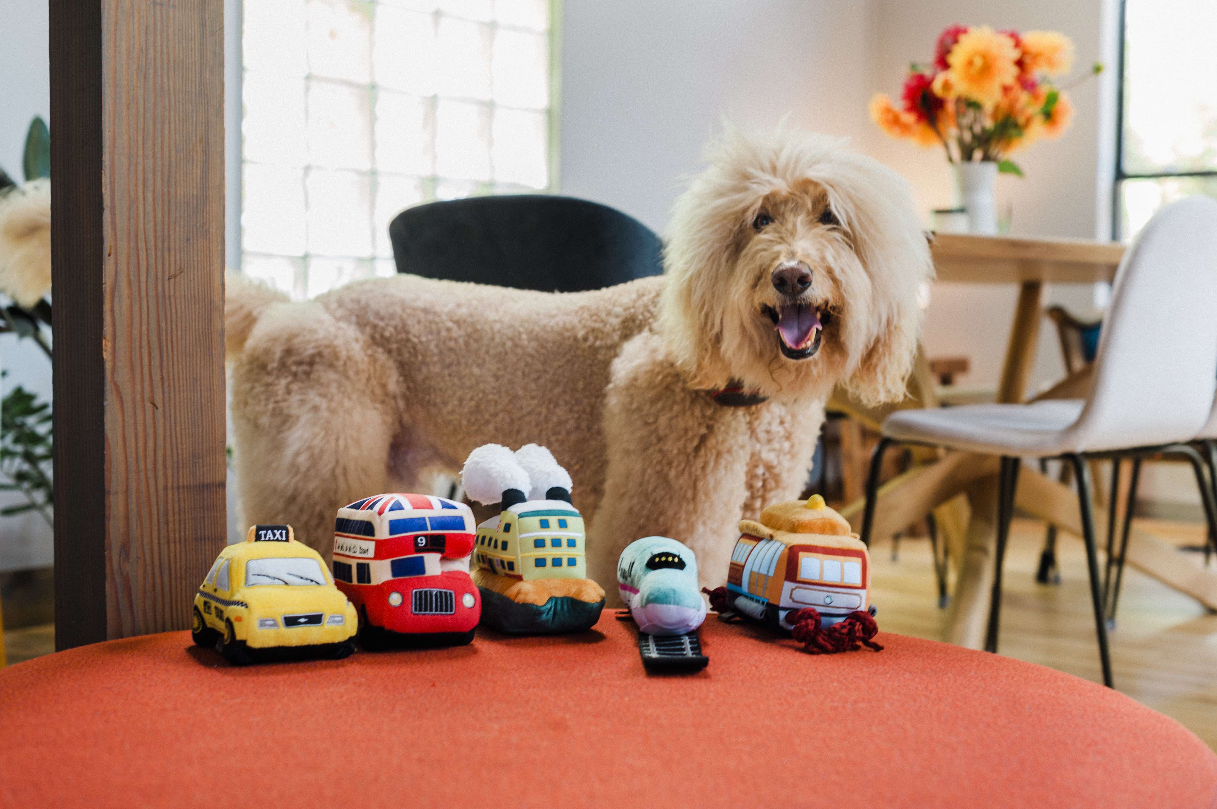 P.L.A.Y. Canine Commute Plush Dog toys: Barking Bullet Train