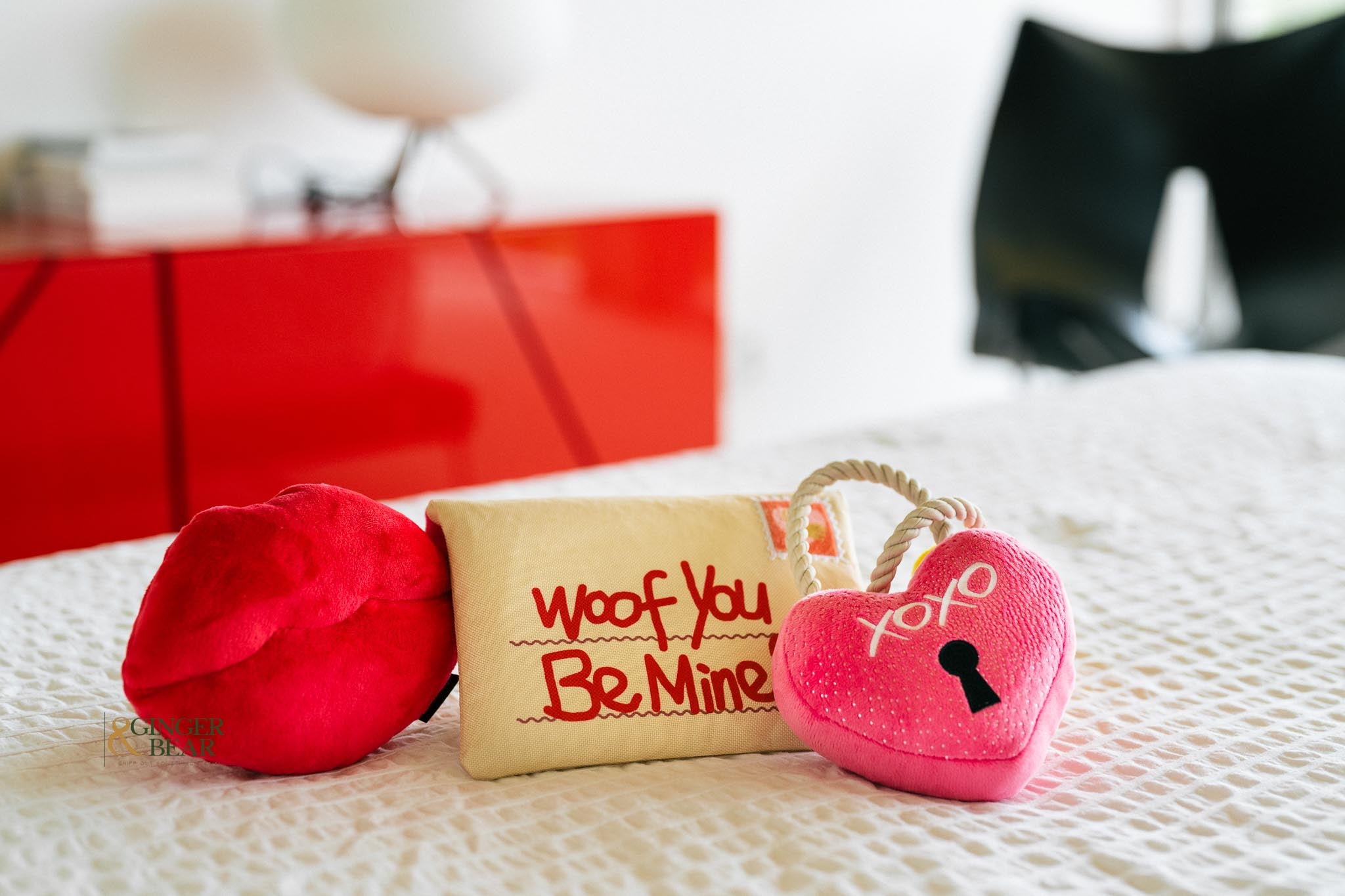 P.L.A.Y. Love Bug Squeaky Plush Dog toys, Bundle