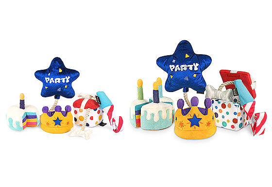 P.L.A.Y. MINI Party Time Plush Dog toys, Canine Crown (mini sized)