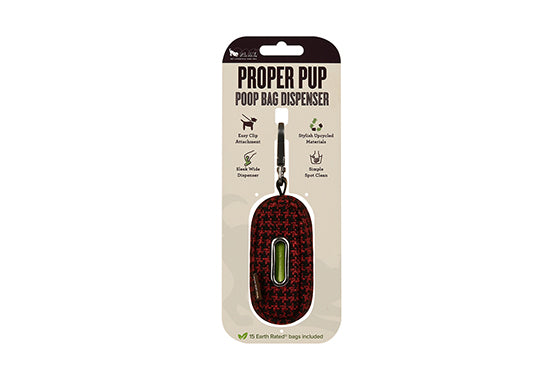 Proper Pup Poop Bag Dispenser, Houndstooth Red/Black by P.L.A.Y.