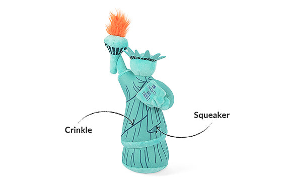 P.L.A.Y. Totally Touristy Squeaky Plush Dog toys, Statue of Liberty