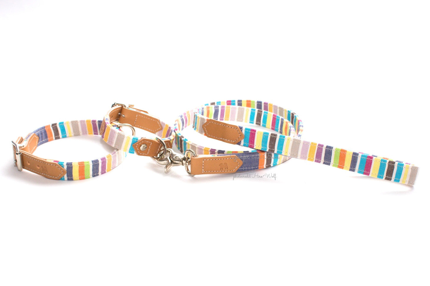 Hiro+Wolf Classic leash: Pastel Stripe Kikoi