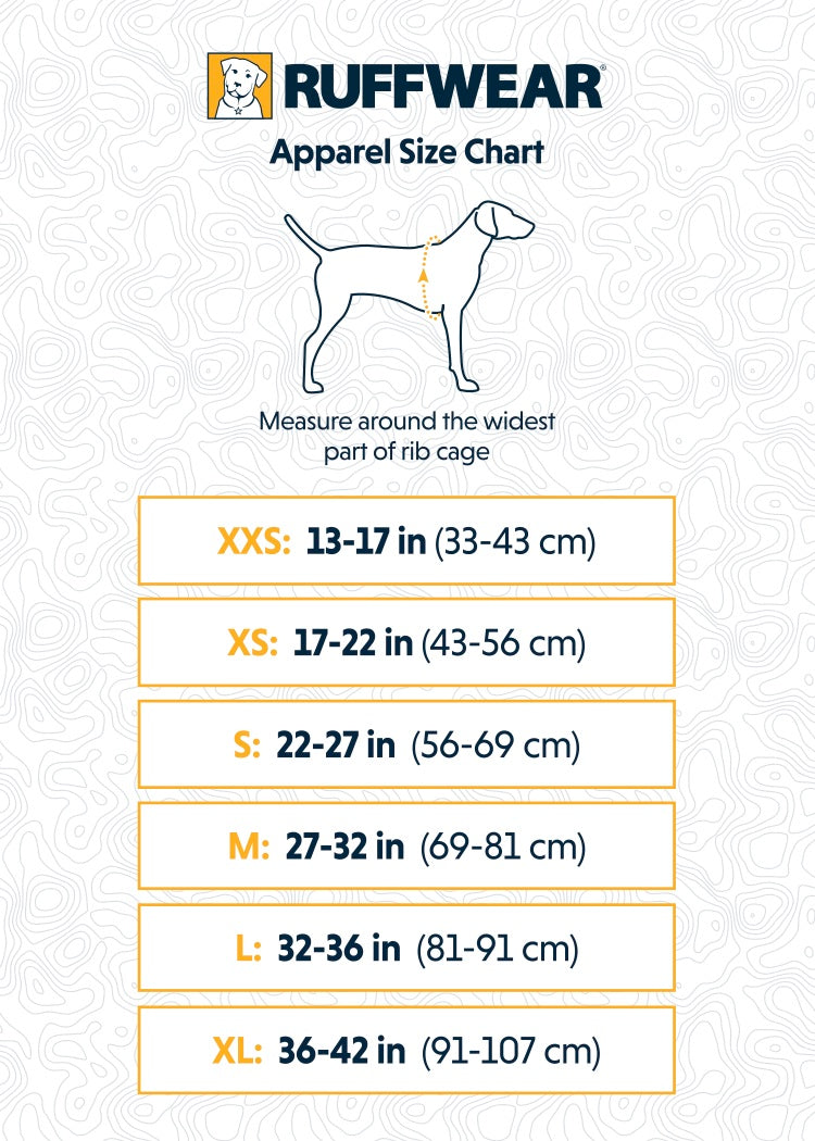 Ruffwear Rain Jacket Sun Shower Sizing guide