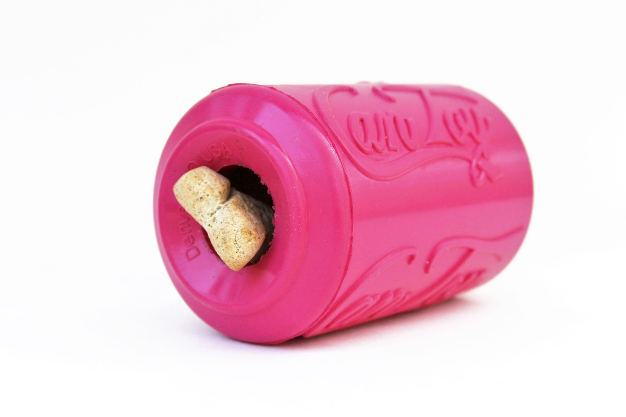 Natural Rubber Treat Dispenser Can Toy, Pink for Puppies