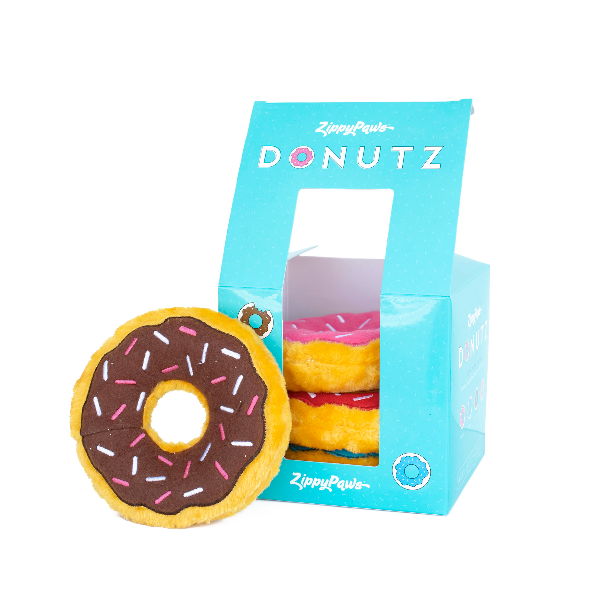 Zippy Squeaky Dog Toy, Donutz 4-piece Gift Box