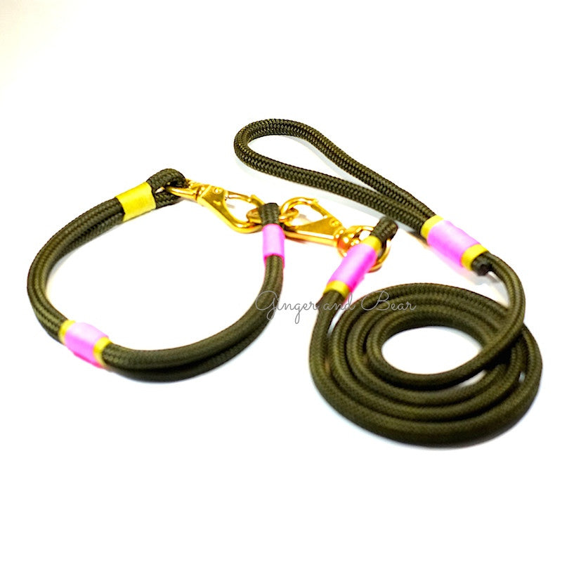 Rugged Hudson Leash: Salmon, Olive