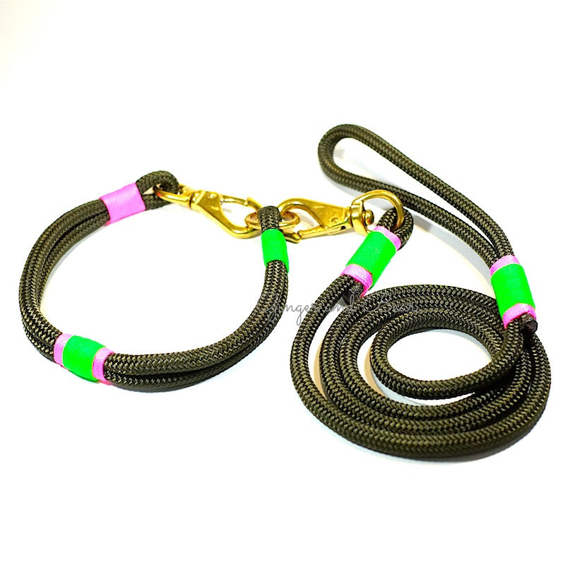 Rugged Hudson Leash: Watermelon, Olive